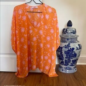 Buddy Love Orange Cream Oversized Blouse with 3/4 Sleeves